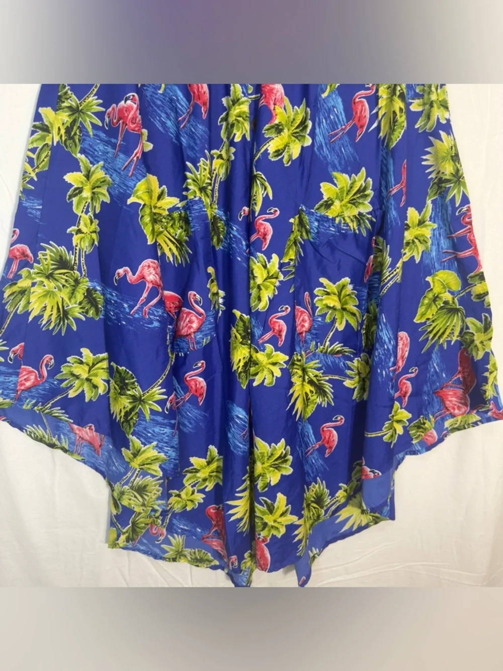 Sleeveless Blue Tropical Print Swim Cover-Up Dress